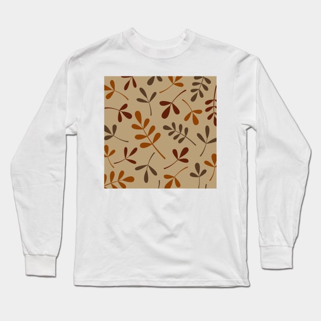 Assorted Lg Leaf Silhouettes Fall Colors Long Sleeve T-Shirt by NataliePaskell